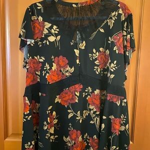 Black lace floral top